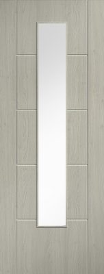 Internal Light Grey Laminate Pre-Finished Ladder (CLEAR GLASS) Semi Solid Core Door