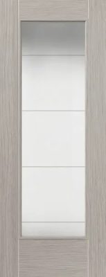 Internal Laminate Tigris Full (CLEAR GLASS) Light Grey Pre-Finished Door