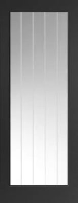 Internal Cottage (CLEAR GLASS ETCHED LINES) Black Pre-Finished Door