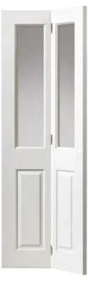 Internal Canterbury Primed (CLEAR GLASS) Woodgrain White Bi-Fold Door