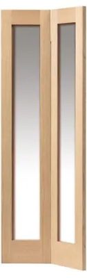 Internal Oak Fuji (CLEAR GLASS) Un-Finished Solid Core Bi-Fold Door