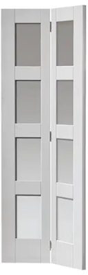 Internal Cayman Primed Smooth (CLEAR GLASS) White Bi-Fold Door