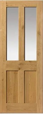 Internal Rustic Oak (CLEAR GLASS) Veneered 4 Panel Un-Finished Door