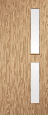 Internal Oak Flush 16G Pre-Finished (CLEAR GLASS) FD30 44mm Fire Door
