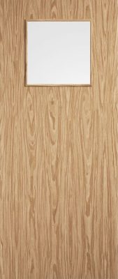 Internal Oak Flush 1G Pre-Finished (CLEAR GLASS) FD30 44mm Fire Door