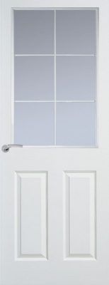 Internal White Smooth Manhattan Chrome Leaded 6 Light (CLEAR GLASS) Door