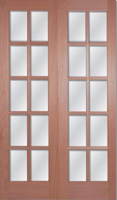 Hardwood GTP Square Top with Clear Bevelled Glass - Rebated Pair - Unfinished DF