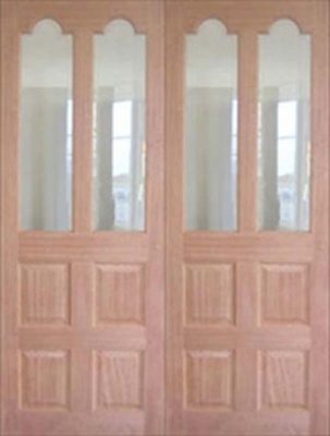 Hardwood Victorian - Clear Bevelled Glass - Rebated Pair - Unfinished - DF
