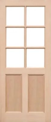 External Hemlock Un-Finished KXT 6 Light 2 Panel - Unglazed (No Glass) Door