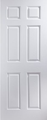 Internal White Primed 6 Panel Woodgrain FD60 54mm Fire Door