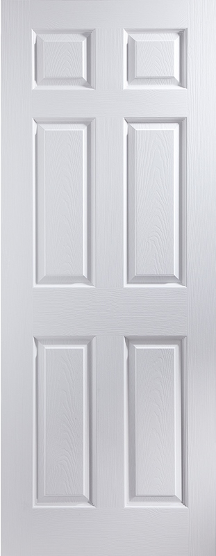 Internal White Primed 6 Panel Woodgrain FD60 54mm Fire Door