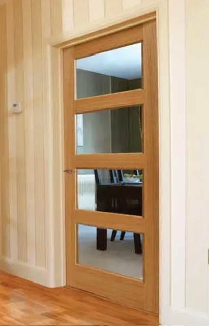 Internal Oak Pattern 50 Mersey (OBSCURE CLEAR EDGE GLASS) Un-Finished Door - Image 2