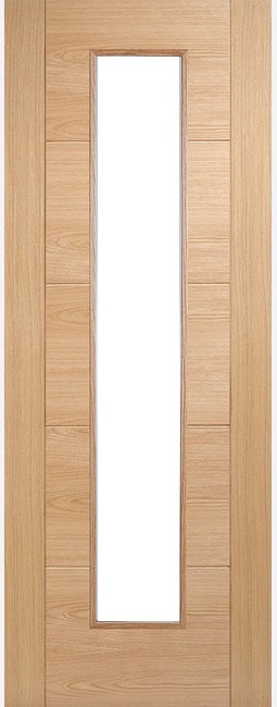 Internal Oak Open Trend Style (OBSCURE GLASS) (44mm Thick) Channel Groove Pre-Finished Door