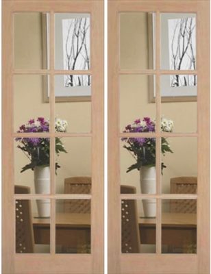 Oak 8L - CLEAR BEVELLED GLASS - Rebated Pair - Unfinished - DG
