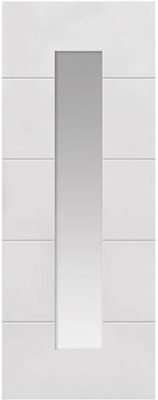Internal White Primed Horizontal 4 Line (CLEAR GLASS) Standard Core Door