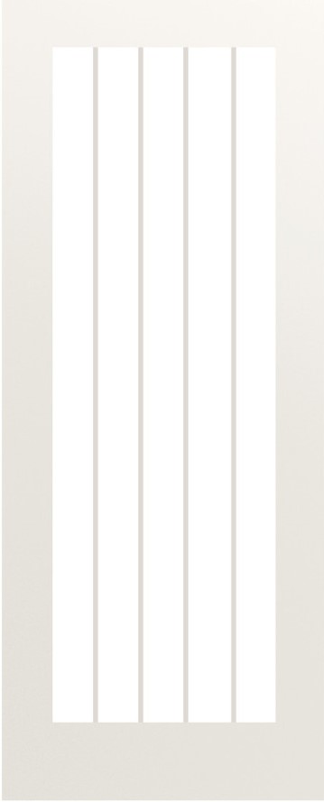Internal White Primed Ely 1L Full (CLEAR GLASS GROOVED LINES) Solid Core Door
