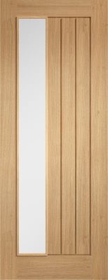 Internal Oak Mexicano Offset (OBSCURE GLASS) Pre-Finished Solid Core Door