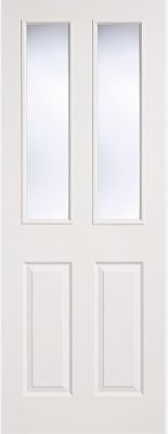 White 4 Panel (CLEAR BEVELLED GLASS) Woodgrain - Pre Finished - DF