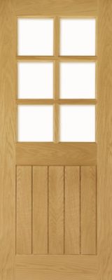 Internal Oak Ely 6L (CLEAR BEVELLED GLASS) Un-Finished Door