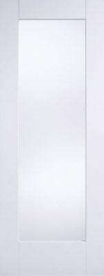 Internal White Primed 1 Panel Pattern 10 (CLEAR GLASS) Solid Core Door