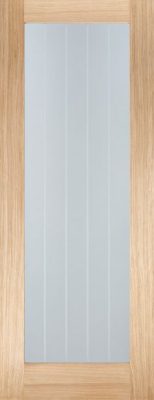 Internal Oak Mexicano Pattern 10 (CLEAR GLASS FROSTED LINES) Un-Finished Door