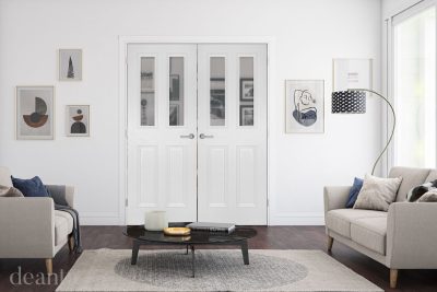 Internal White Primed Rochester (CLEAR GLASS) Rebated Door Pair