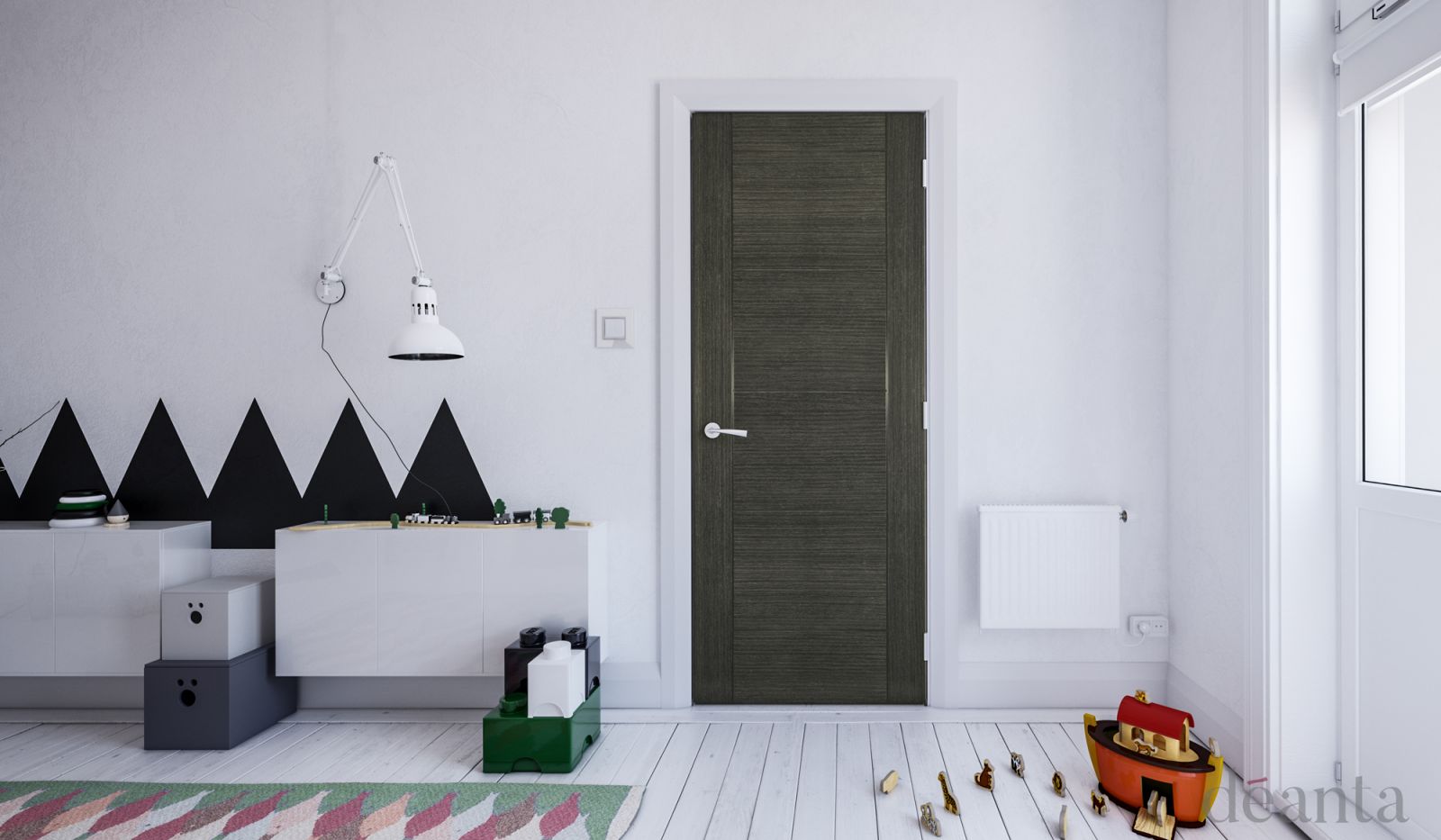Internal Dark Grey Ash Veneer Montreal Pre-Finished FD30 44mm Fire Door - Image 2