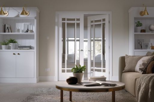 Internal White Primed Manhattan (BEVELLED GLASS) Pairs - Solid Core - LPD - Image 2