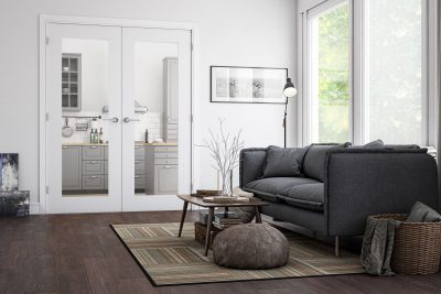 Internal White Primed Denver (CLEAR GLASS) Rebated Door Pair