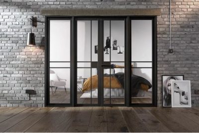 Internal Black Greenwich Pre-Finished W8 (CLEAR GLASS) Room Divider