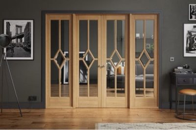 Internal Reims Pre-Finished Oak W8 (CLEAR BEVELLED GLASS) Room Divider
