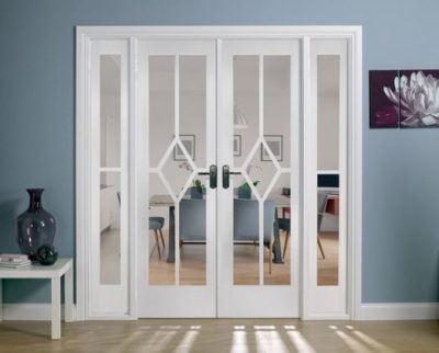 Internal White Primed Reims W6 (CLEAR BEVELLED GLASS) Room Divider