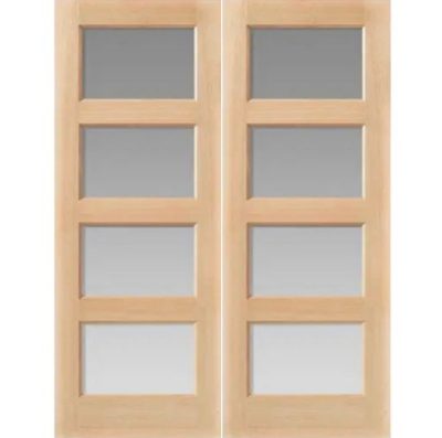 Oak Pattern 50 Mersey Pair NON Rebated (CLEAR BEVELLED GLASS) Un-Finished - DF