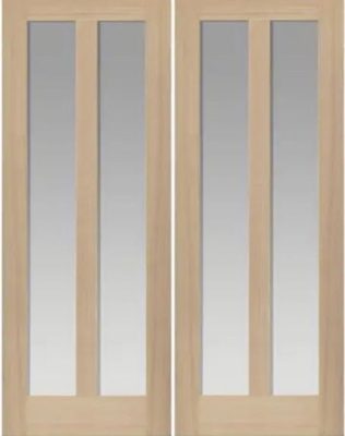 Oak Vermont Rebated Pair with OBSCURE GLASS - Pre Finished - DF