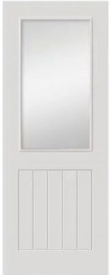 Internal White Primed Thames (CLEAR GLASS) Semi Solid Core Smooth Door