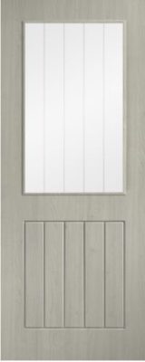Internal Light Grey Pre-Finished Laminate Cottage (CLEAR GLASS FROSTED LINES) Doors