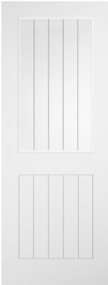 Internal White Pre-Finished Laminate Cottage (CLEAR GLASS FROSTED LINES) Semi Solid Core Door