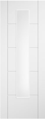 Internal White Laminate Pre-Finished (CLEAR GLASS) Ladder Semi Solid Core Door
