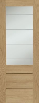 Internal Oak Palermo 2XG Original (CLEAR ETCHED GLASS) Un-Finished FD30 44mm Fire Door