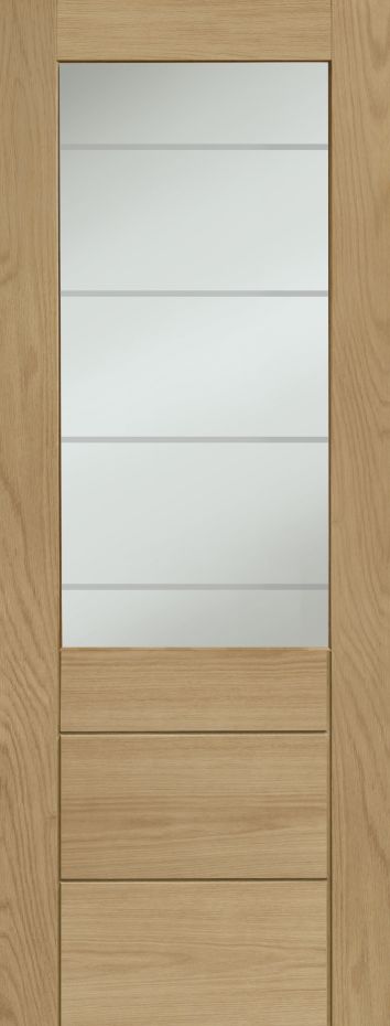 Internal Oak Palermo Essential 2XG (CLEAR ETCHED GLASS) Un-Finished Door