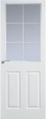 Internal White Woodgrain Manhattan Chrome Leaded 6 Light (CLEAR GLASS) Door
