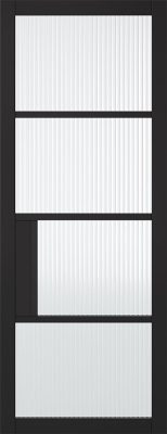 Internal Chelsea 4L Black Pre-Finished (REEDED GLASS) Door