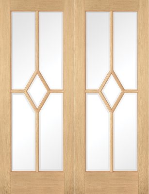 Internal Reims Oak (CLEAR BEVELLED GLASS) Pre-Finished Pair - LPD