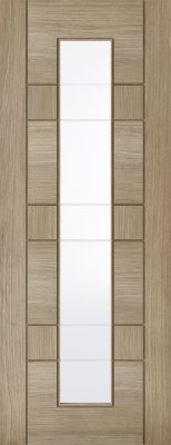 Internal Edmonton Light Grey Vertical (CLEAR GLASS FROSTED LINES) Pre-Finished Door