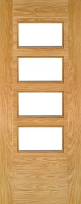 Internal Oak Seville (CLEAR GLASS) 4L Pre-Finished Internal Door