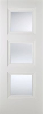 Internal White Primed Amsterdam (CLEAR GLASS) Solid Core Door