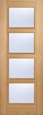 Internal Oak Vancouver (CLEAR GLASS) Pre-Finished FD30 44mm Fire Door