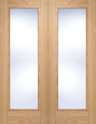 Internal Oak Vancouver Pattern 10 (CLEAR GLASS) Pre-Finished Rebated Pair - LPD