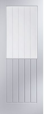 Internal White Primed Newark (VERTICAL ETCHED CLEAR GLASS) Woodgrain Door