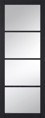 Internal Charcoal Pre-Finished Grained/Textured Soho (CLEAR GLASS) Solid Core Door